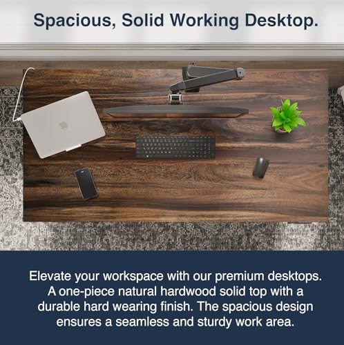 Desky Dual Hardwood Sit Stand Desk - 60x30 with Grommets Adjustable Standing Desk - Ergonomic Sit & Stand Up Desk - Standing Desk - Adjustable Height Sit Stand Desk - Walnut Real Wood Desk - Image 7