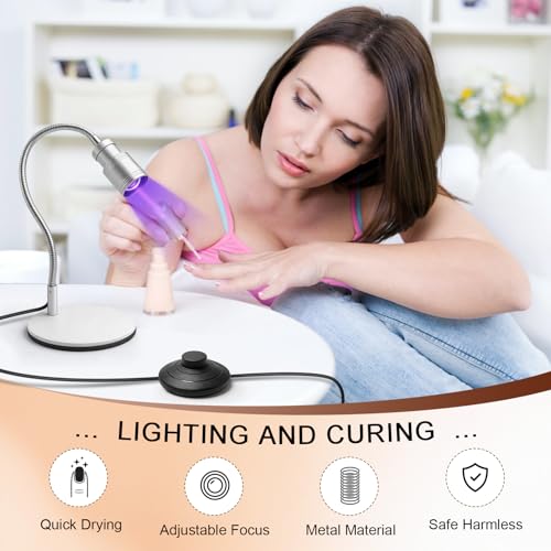 Sewinde Foot Control Flash Cure Nail Lamp, Goosneck UV LED Light for Gel Nails, Quick Drying Gel X Lamp for Home DIY Manicure USB Powered (Silvery) by Sewinde - Image 7