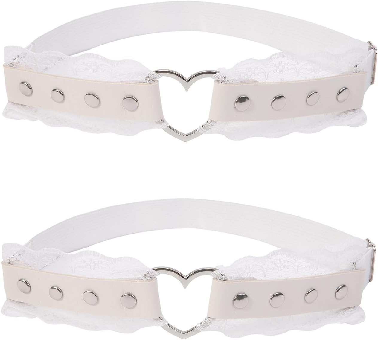 2Pcs Adjustable Lace Heart-Shaped Thigh Garter, Elastic Leg Garters for Women
