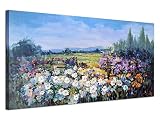 Acocifi Wildflowers Daisy Canvas Wall Art Summer Colorful Flower Painting Field Picture Natural Land