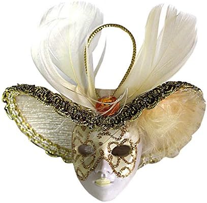 Miniature Masquerade Venetian Mask Ornament with Hat/one Set of 100 Pieces (Gold)