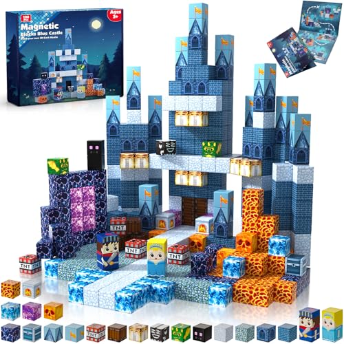 Bloques Magneticos Construccion Niños 100 Unidades Construcciones Magneticas Niños Cerradura Azul, Bloques magnéticos, Juguetes niños 3 4 5 6 7 8 años, niños y niñas
