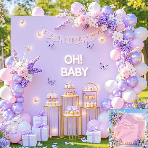 Besutolife Pink and Purple Square Arch Backdrop Cover 6.6×6.6FT Stretchy Spandex Arch Cover Fitted Balloon Backdrop Stand Cover for Wedding Birthday Party Baby Shower Graduation Banquet Photo Decor