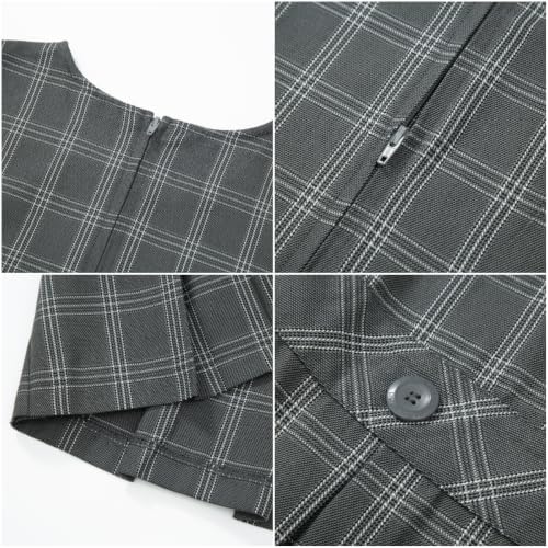 Girls' Plaid School Uniform Jumper Dress with Pleated Skirt — 사진 4
