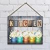 Kitchen Wood Hanging Sign, Flower Art Wood Sign Plaque with Rope, Kitchen Decor Wall Wooden Plaque Hang Ornament, Dining Room Home Door Shelf Decorative Supplies, Housewarming Christmas Gift -01 #2
