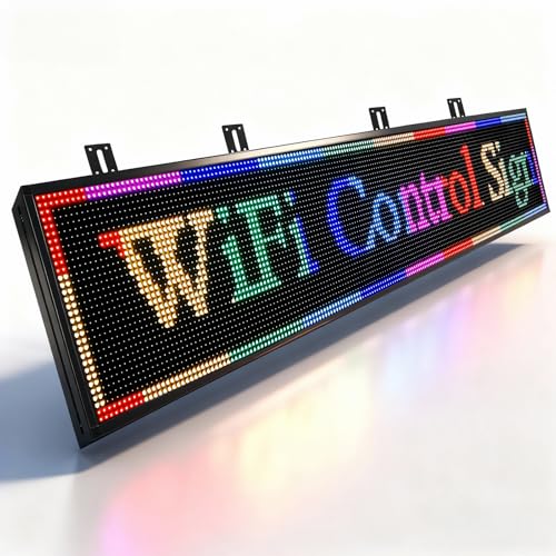 Image of Outdoor P10 LED Scrolling Programmable Sign 77 inchx14 inch, Bright High Visibility Digital Led Signage Displays, Message Signs for Business, Restaurant, Window Shop