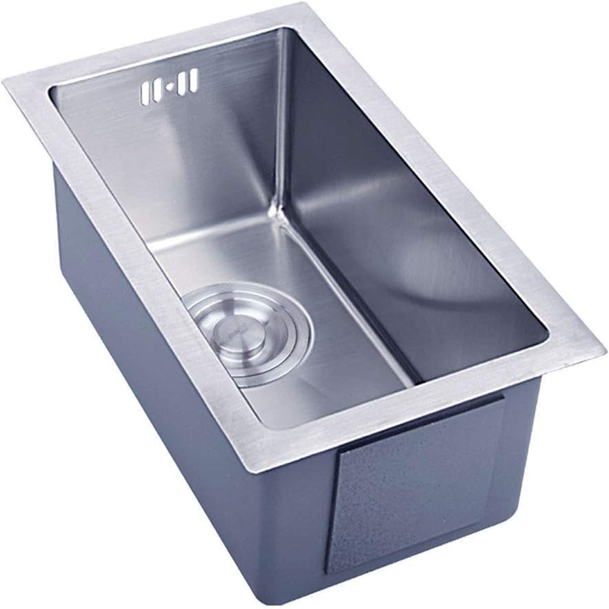 Sink - Stainless Steel Under Mount Kitchen Sink, Single Bowl Bar Sink with Basket Drain Strainer