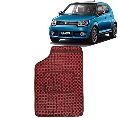 Image of Kingsway Dotted Design Car Floor Foot Mats Universal Fit for Maruti Suzuki Ignis, Model Year : 2016 Onwards, Water and Dustproof, Color Red, Set of 5 Pieces