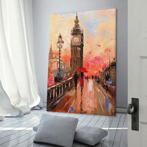 Tableau vintage pour salon chaleureux avec l'œuvre moderne Le soir ensemble 30x45cm