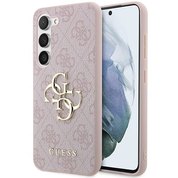 Coque Samsung S24 Guess rigide marron avec logo métallique