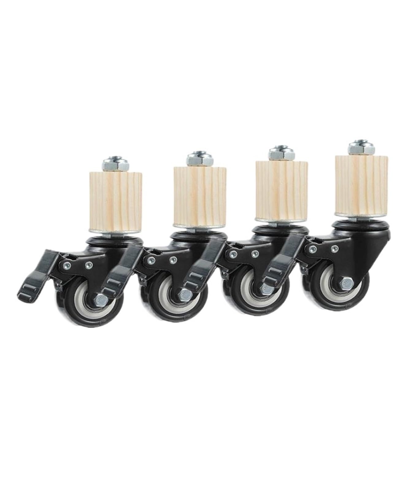 Roues universelles robustes de 10 cm en acier inoxydable noir avec frein lot de 4 roulettes