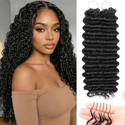 DMKEEP Feather Crochet Human Hair Deep Wave 20 Inch 1