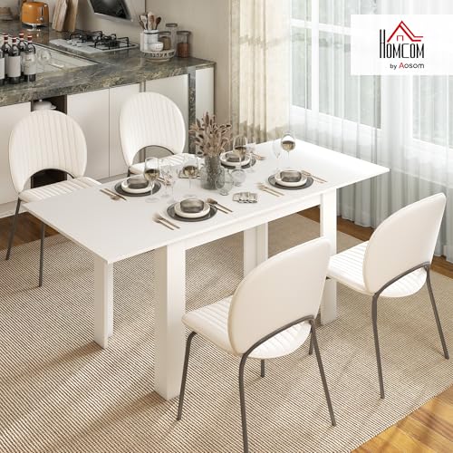Table à manger extensible 6-8 pers blanche HOMCOM