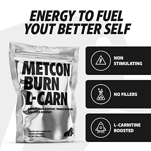 Metcon L Carn - Pre Burn - All Natural Fruit Punch - Non Stimulant Fat Burner - Pre Workout - L Carnitine - Thermogenic #TOP5