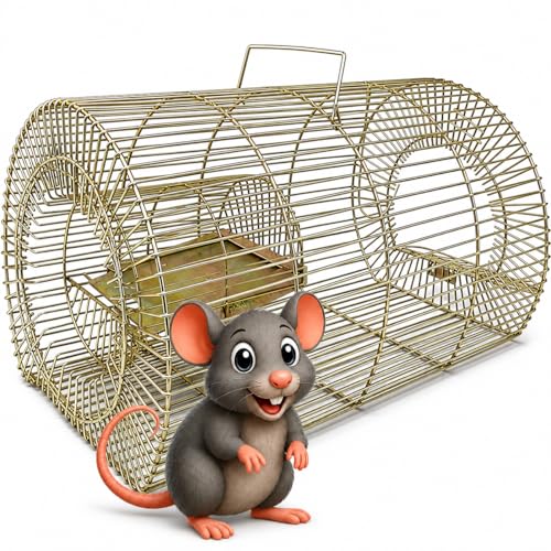 Image of PulGos Mouse Trap Cage for Small & Large Rats| 𝐑𝐮𝐬𝐭𝐩𝐫𝐨𝐨𝐟 Metal Catch & Release Trapper| Heavy Duty Iron Rat Trap (Chuha Pinjara)| Durable Rodent Cage for Home, Kitchen, Warehouse & Hotel Use