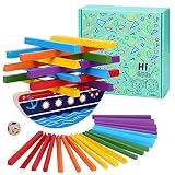 👍Juguetes Educativos Montessori: El juguete de equilibrio contiene 35 palos de madera de diferentes formas y colores. Los niños pueden apilar palos de madera de diferentes formas, aprender colores, formas geométricas y contar mientras juegan, y mejorar su capacidad de equilibrio, pensamiento lógico, coordinación mano-ojo y habilidad deportiva. Este tipo de juguetes puede ser un juguete entretenido para todas las edades.