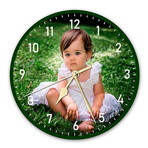 S&H&OU Custom Wall Clock,Photo Wall Clocks for Living Room Decor with Photo,Kids Silent Wall Clock,Personalized Photo Wall Hanging Time Clock for Birthday Wedding Valentine'S Day Christmas Photo Gift