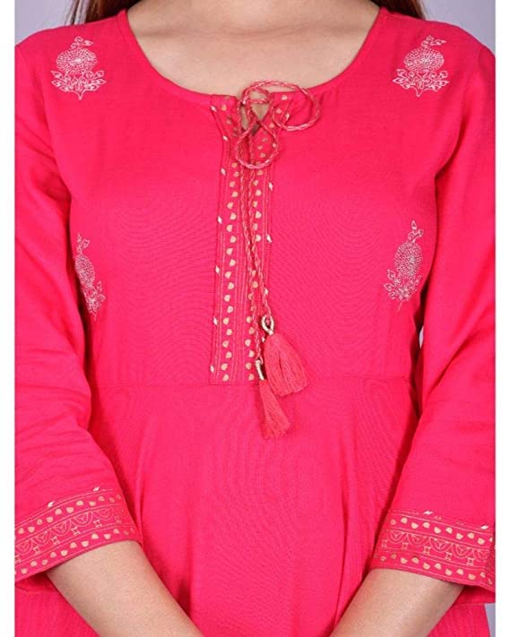 Image of JAYROSH Women's Embroidered Rayon Anarkali Kurta Gown | Flared Kurti for Women & Girls