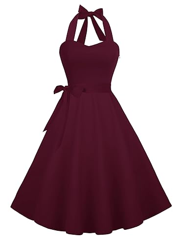 Hanpceirs Casual Sundress for Women Halter Retro Vintage Cocktail Dresses