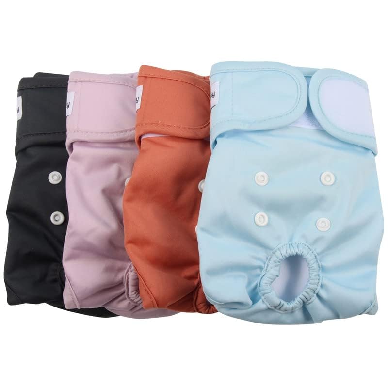 Image of Washable Female Dog Diapers for Small Dogs,Pack of 4 Reusable Puppy Diapers Super Absorbent Dogs Pants in Period,Heat Cycle,Incontinence,Excitable Urination,Medium
