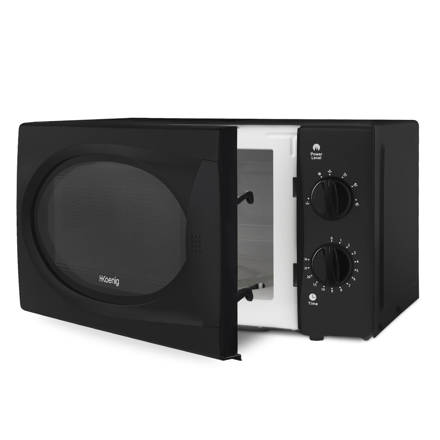 H.Koenig Kompakt-Mikrowelle 20L VIO6B Schwarz, Leistungsstark 700W, Drehteller 24,5cm, Multifunktion 5 Heizstufen und Auftaufunktion, Timer bis 30min
