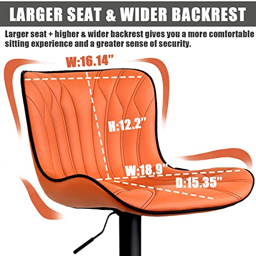 Younuoke Counter Height Bar Stools For Kitchen Island Set Of 2, 24 Inch Metal Orange Barstools, Swivel Counter Stools Chair With Back #TOP7
