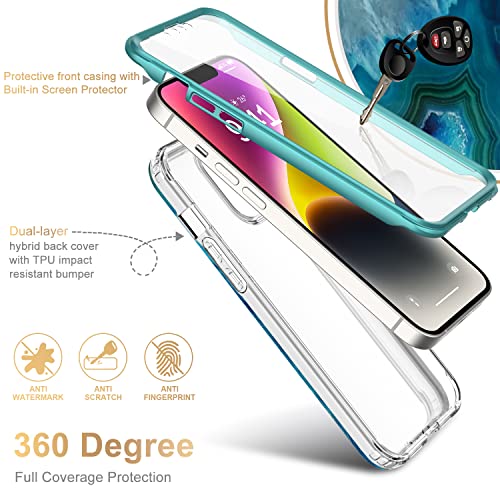 Esdot Iphone 14 Case With Built-In Screen Protector,Military Grade Rugged Cover With Fashionable Designs For Women Girls,Protective Phone Case For Apple Iphone 14 6.1" Agate Stone #TOP1