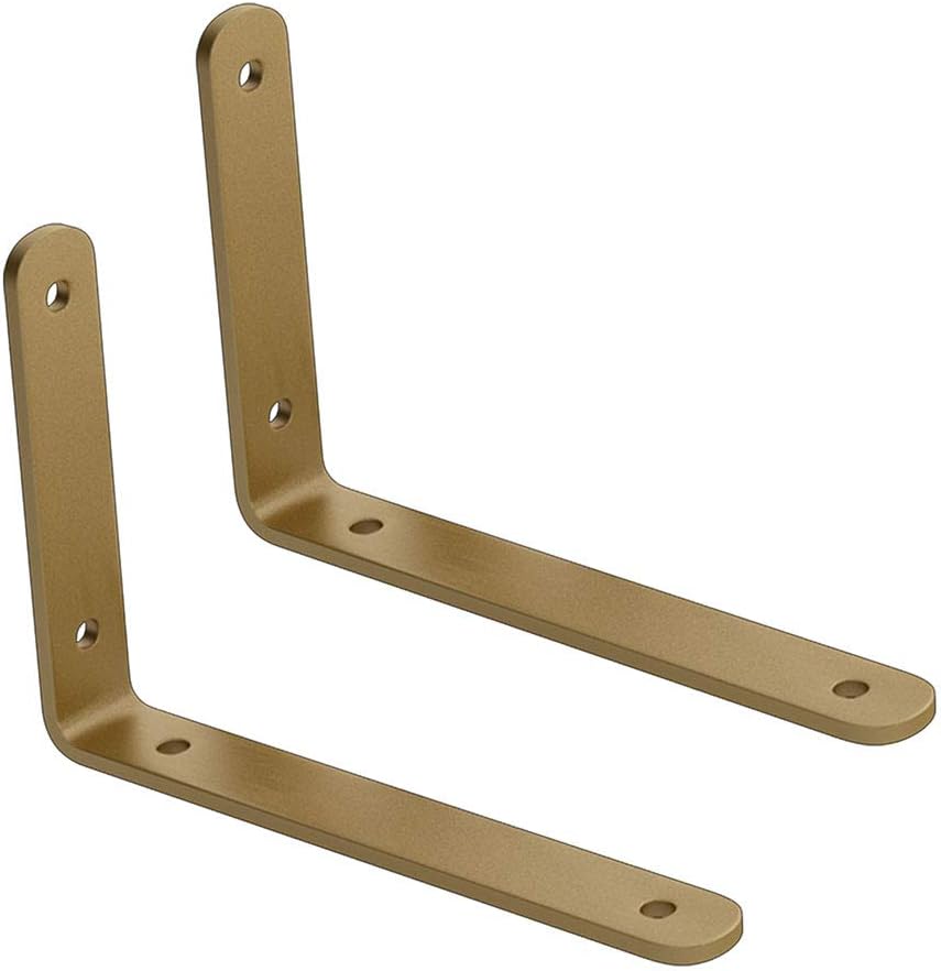 Bracket, L Bracket for Shelf,Wall Mounted Triangle BracketsTriangle Board Shelf BracketsGolden partition Bracket Wall Shelf Shelf Bracket Metal Right Angle Support Frame Fixed Load-Bearing L-Shaped B