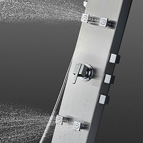 Vantory Shower Panel Faucets Sets Complete Stainless Steel Brushed Nickel Rainfall Multi-Function Tower System With Adjustable Massage Jets #TOP2