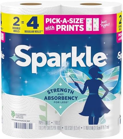 Sparkle Pick-A-Size Paper Towels, Spirited Prints, 2 Double Rolls...