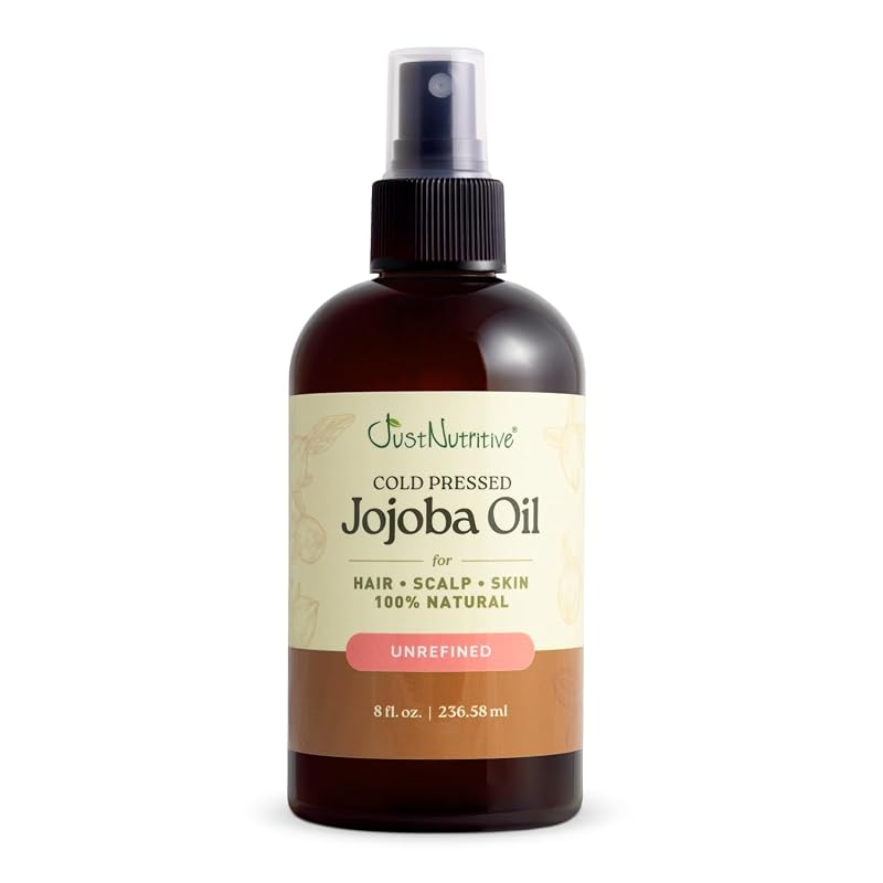 Just Nutritive Óleo de Jojoba Prensado a Frio para Rosto, Cabelo, Barba e Couro Cabeludo