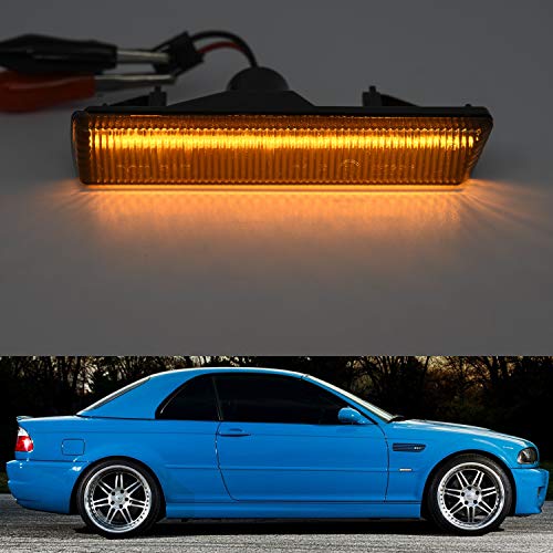Nslumo Sequential Amber Led Side Marker Lights Replacement For 2001-2006 Bw 3' E46 M3 Coupe Convertible Fender Turn Signal Indicator Blinker Lights Euro Smoked Lens Replace Oem #63137165845 #TOP6