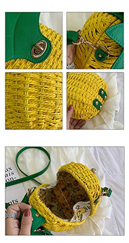 TONWHAR Womens Girls' Cute Pineapple Straw Handbag Casual Purse Shoulder Bag Crossbody Straw Handbag3
