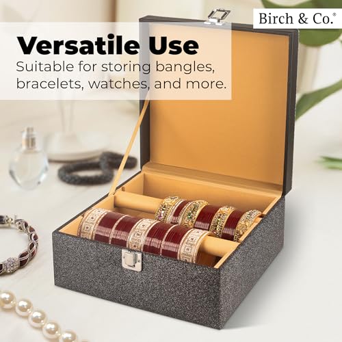 Image of Bangle Organizer - Bangles Box for Women - Chudi Box for Bridal - Bangle Storage Box for Bride, Durable & Elegant Bangle Holder, Perfect for Weddings & Everyday Use, Small, Black