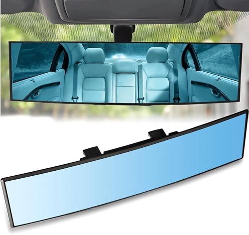 SAULMANN Auto Weitwinkel Auto Panorama Rückspiegel, [308 x 78mm] Universal zum Aufstecken, Blendschutz Auto Innenspiegel, gute Lösung für toten Winkel, für Autos, SUVs, LKWs (Blau)