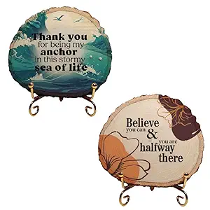 MOTIVATIONAL GIFTS Believe Anchor Pack of 2 Pcs Motivational Quotes Wood Showpiece Gift Item Table Decorative for Office Table Living Room