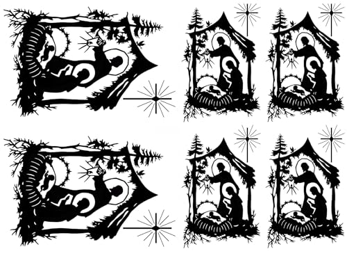 Christmas Nativity 6 pcs 2.35 to 3.25 Inch Black Fused Glass Decals