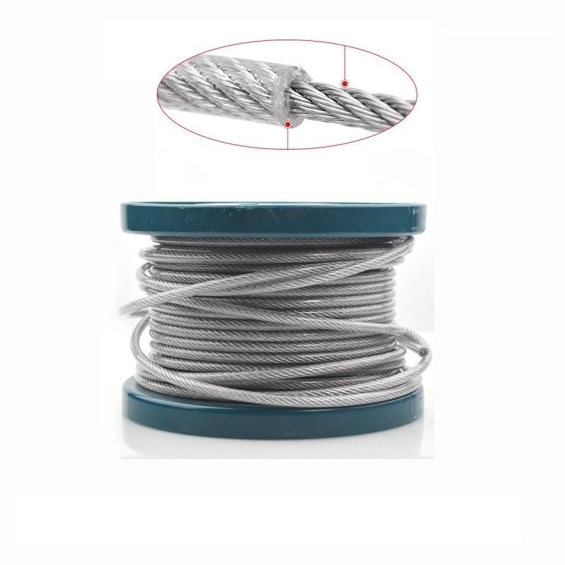 Câble Acier Inox 304 Revêtu PVC 10M – Diamètre Après Revêtement 1.5 Mm, Rouge – Multifonction Extérieur/Intérieur