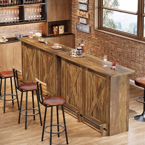 Tribesigns 160 CM Bar Table, 2-Tier Bar Cabinet Height Pub Table with Footrest, Modern Coffee Cabinet for Home Kitchen, Large Home Unit Liquor Furniture, Bistro, Dining Room, Living Room, Brown