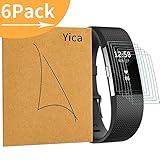 Yica Protector de Pantalla Fitbit Charge 2, 6Pack Cobertura Completa Altra Clear Pet Película HD Invisible [Anti-Burbuja] [Anti-Corrosion] Protección de Pantalla para Fitbit Charge 2