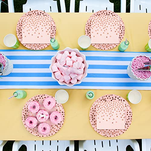 Cenlbj Pink And Rose Gold Paper Plates- 100 Pack- 50 X 9 Dinner Plates & 50 X 6.5 Napkins, Pink Paper Plates And Pink Napkins Party Supplies For Baby Showers, Birthdays And All Occasions #TOP5