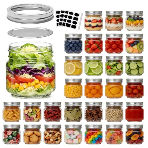 Accguan 8oz / 250ml Small Mason Jars with Airtight Lids Set of 30
