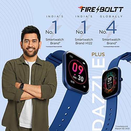 Image of Fire-Boltt Dazzle 1.83 inch Smartwatch Full Touch Largest Borderless Display & 60 Sports Modes (Swimming) with IP68 Rating, Sp02 Tracking, Over 100 Cloud Based Watch Faces (Navy Blue)