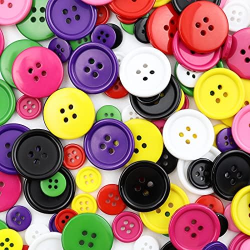 Topfive Colorful Sewing Buttons Round Resin Buttons for Sewing 80Pcs Mixed Color 4-Hole Craft Button DIY Handmade Ornament Holiday Decoration Sewing (20MM)