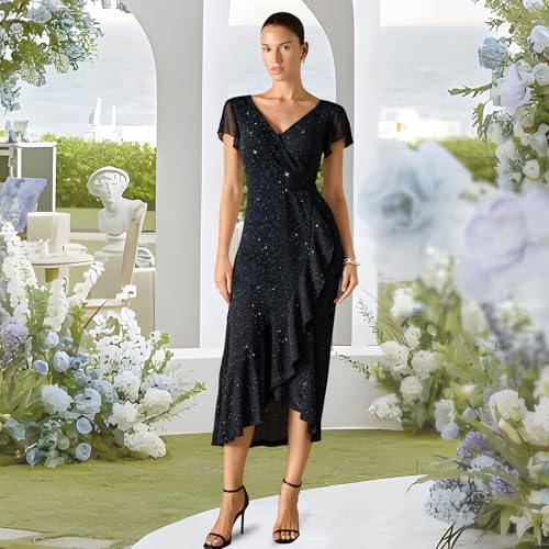 Black Formal Dresses for Women Gowns Evening Party Cocktail Dress,Women Formal Party Dress,V Neck Wedding Guest Dresses.4