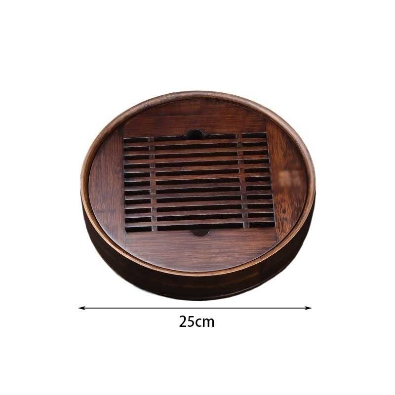 CKKNILV Tea Set Home Walnut Color Water Storage Tea Tray, Round Tea Tray Simple Home Tea Table Tea Tray Chinese Tea Set(S) ()