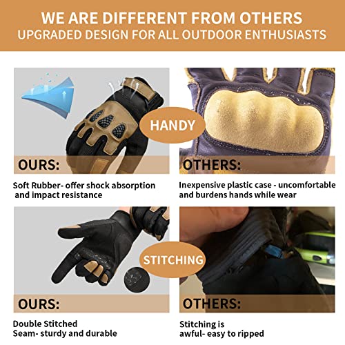 Tfroco Tactical Gloves For Men, Motorcycle Gloves For Women, Airsoft Paintball Gloves Full Finger Touchscreen For Outdoor Sports Coyote Medium #TOP2