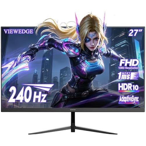 Viewedge Gaming Monitor 27 inch 240 Hz 1ms FHD 1920x1080 Computer Monitor