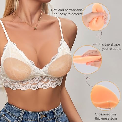 Silicone Bra Pads Inserts, Bikini insert Pads, Stiff Removable Fake Breasts Bra Fillers Enhancers, 2 Pairs2