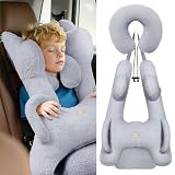 FLORICH Car Sleeping Travel Pillow for Kids, Kids Travel Pillow Removable H-Shaped Pillow for Adults and Children to Support Head and Body Road Trips with Neck Pillow and Blanket (Grey)